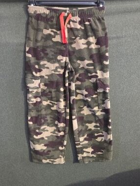 Kids Camo Cargo Joggers with Orange Drawstring